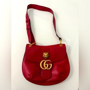 AUTHENTIC GUCCI MARMONT ANIMALIER RED SHOULDER BAG
